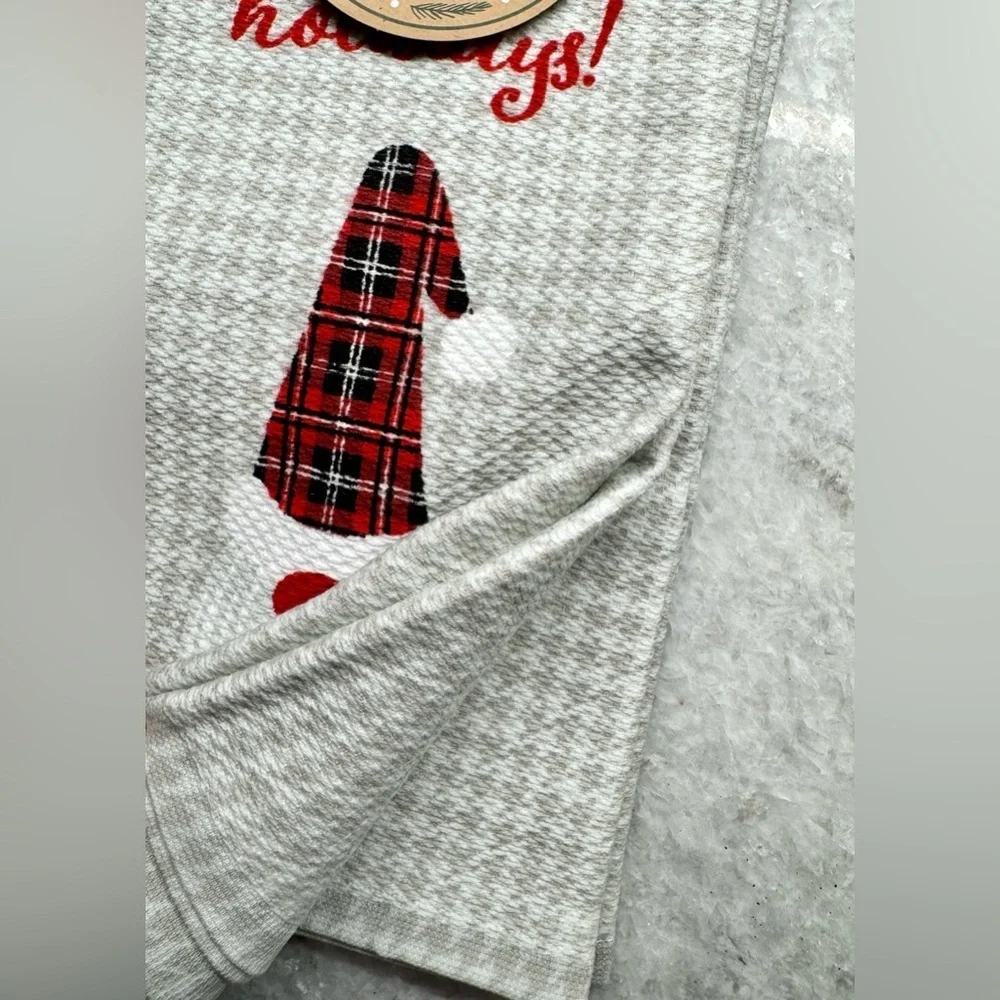 New Christmas Gnome for the Holidays Red & Gray Kitchen Hand Towels Set of 2